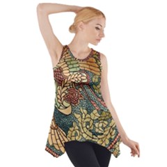 Wings Feathers Cubism Mosaic Side Drop Tank Tunic