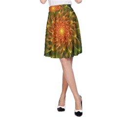 Beautiful Orange-green Desert Cactus Fractalspiral A-line Skirt by jayaprime