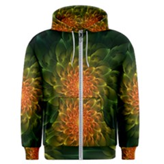 Beautiful Orange-green Desert Cactus Fractalspiral Men s Zipper Hoodie by jayaprime