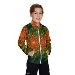 Beautiful Orange-green Desert Cactus Fractalspiral Wind Breaker (kids) by jayaprime