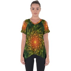 Beautiful Orange-green Desert Cactus Fractalspiral Cut Out Side Drop Tee by jayaprime