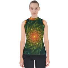 Beautiful Orange-green Desert Cactus Fractalspiral Shell Top by jayaprime