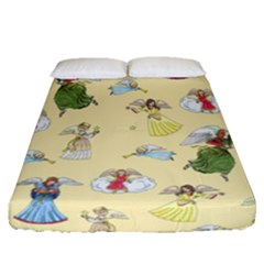 Christmas Angels  Fitted Sheet (queen Size) by Valentinaart