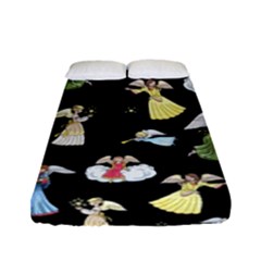 Christmas Angels  Fitted Sheet (full/ Double Size) by Valentinaart