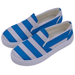 Blue And White Lines Kids  Canvas Slip Ons