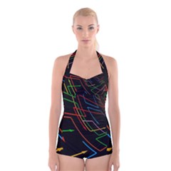 Arrows Direction Opposed To Next Boyleg Halter Swimsuit 