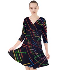 Arrows Direction Opposed To Next Quarter Sleeve Front Wrap Dress	