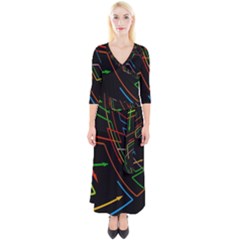 Arrows Direction Opposed To Next Quarter Sleeve Wrap Maxi Dress