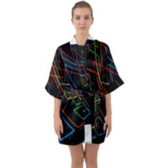 Arrows Direction Opposed To Next Quarter Sleeve Kimono Robe