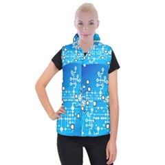 Block Chain Data Records Concept Women s Button Up Puffer Vest by Celenk