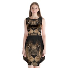 African Lion Mane Close Eyes Sleeveless Chiffon Dress   by Celenk