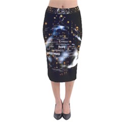 Christmas Star Ball Velvet Midi Pencil Skirt