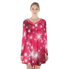 Christmas Star Advent Background Long Sleeve Velvet V-neck Dress by Celenk