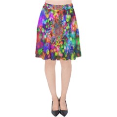 Background Color Pattern Structure Velvet High Waist Skirt by Celenk