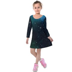 Galaxy Space Universe Astronautics Kids  Long Sleeve Velvet Dress