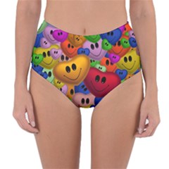 Heart Love Smile Smilie Reversible High-Waist Bikini Bottoms