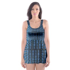 Data Computer Internet Online Skater Dress Swimsuit