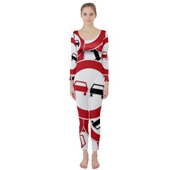 Overtaking Traffic Sign Long Sleeve Catsuit