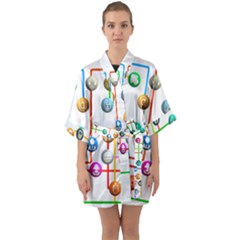 Icon Media Social Network Quarter Sleeve Kimono Robe by Celenk