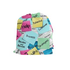 Stickies Post It List Business Drawstring Pouches (large)  by Celenk