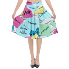 Stickies Post It List Business Flared Midi Skirt by Celenk