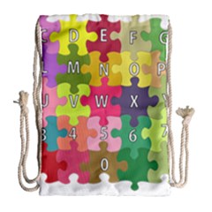 Puzzle Part Letters Abc Education Drawstring Bag (large) by Celenk