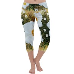 Summer Anemone Sylvestris Capri Yoga Leggings by Celenk