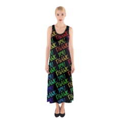 Thank You Font Colorful Word Color Sleeveless Maxi Dress by Celenk