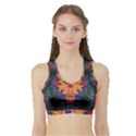 Beautiful Fiery Orange & Blue Fractal Orchid Flower Sports Bra with Border View1