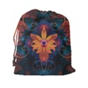 Beautiful Fiery Orange & Blue Fractal Orchid Flower Drawstring Pouches (XXL) View2