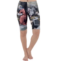 The Birth Of Christ Cropped Leggings  by Valentinaart