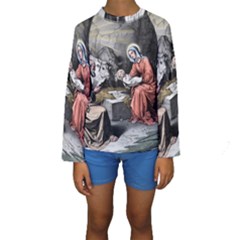 The Birth Of Christ Kids  Long Sleeve Swimwear by Valentinaart