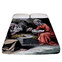 The Birth Of Christ Fitted Sheet (california King Size) by Valentinaart