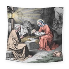 The Birth Of Christ Square Tapestry (large) by Valentinaart