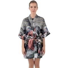 The Birth Of Christ Quarter Sleeve Kimono Robe by Valentinaart