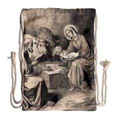 The Birth Of Christ Drawstring Bag (large) by Valentinaart