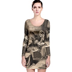 The Birth Of Christ Long Sleeve Velvet Bodycon Dress by Valentinaart