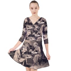 The Birth Of Christ Quarter Sleeve Front Wrap Dress	 by Valentinaart
