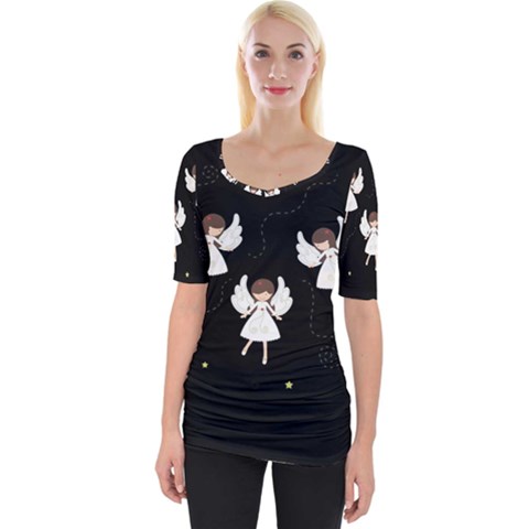 Christmas Angels  Wide Neckline Tee by Valentinaart