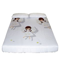 Christmas Angels  Fitted Sheet (queen Size) by Valentinaart