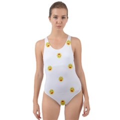Happy Sun Motif Kids Seamless Pattern Cut-out Back One Piece Swimsuit by dflcprintsclothing
