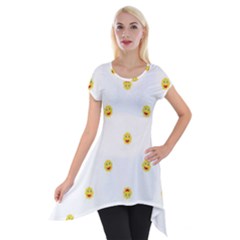 Happy Sun Motif Kids Seamless Pattern Short Sleeve Side Drop Tunic by dflcprintsclothing