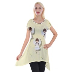 Christmas Angels  Short Sleeve Side Drop Tunic by Valentinaart