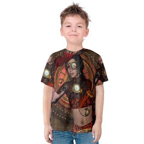 Steampunk, Wonderful Steampunk Lady Kids  Cotton Tee by FantasyWorld7