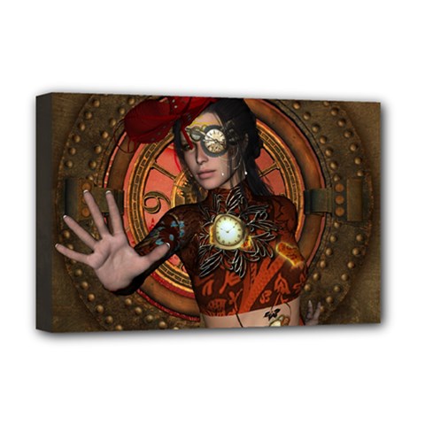 Steampunk, Wonderful Steampunk Lady Deluxe Canvas 18  X 12   by FantasyWorld7