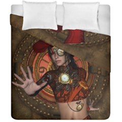 Steampunk, Wonderful Steampunk Lady Duvet Cover Double Side (california King Size) by FantasyWorld7