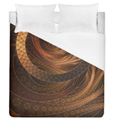 Brown, Bronze, Wicker, And Rattan Fractal Circles Duvet Cover (queen Size) by jayaprime