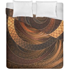 Brown, Bronze, Wicker, And Rattan Fractal Circles Duvet Cover Double Side (california King Size) by jayaprime