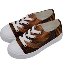 Brown, Bronze, Wicker, And Rattan Fractal Circles Kids  Low Top Canvas Sneakers by jayaprime