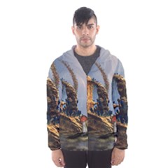 Wonderful Seascape With Mushroom House Hooded Wind Breaker (men) by FantasyWorld7